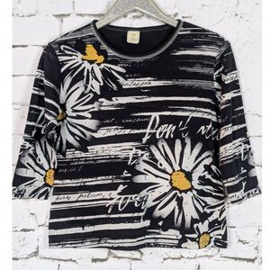 JESS & JANE Y2K Vintage Daisy Poem Print Top Retro Artsy Sparkle USA Small